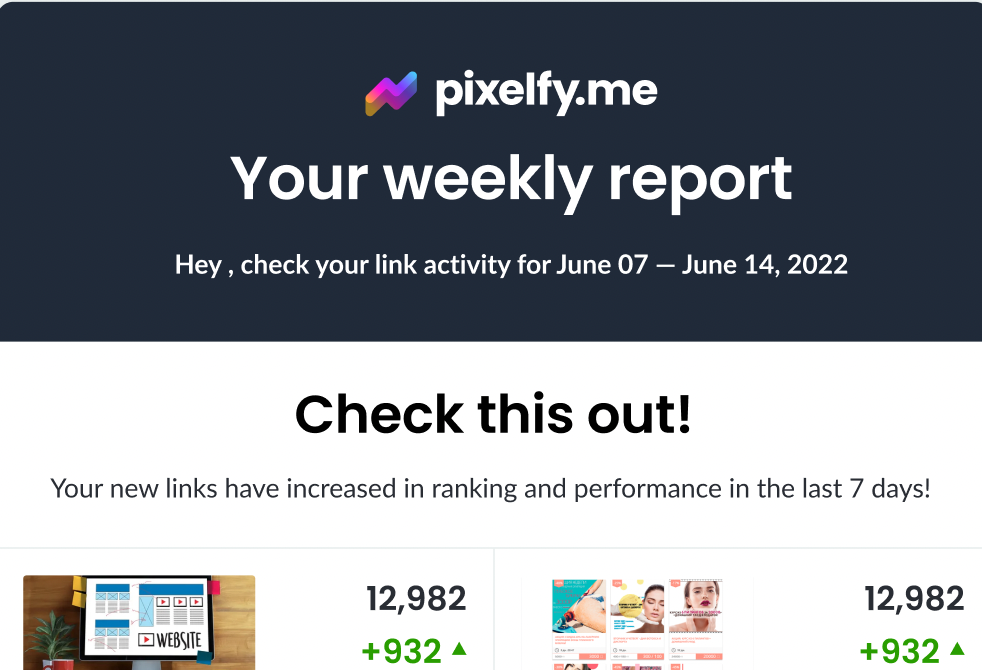 Pixelfy Progress Reports: daily, weekly, monthly reports