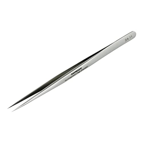 TOWOT Precision Tweezers, Stainless Steel Pointed Tweezers for Craft, Electronics, Soldering, Medical and Experimental Work, Jewelry-Making, Non-Magnetic Industrial Tweezers