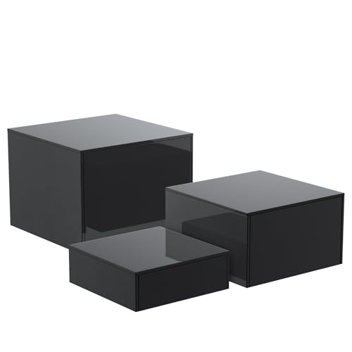 HIIMIEI Buffet Risers, Food Risers for Buffet Table, Display Stand Shelf for Catering Dessert Jewelry Figures Show, Acrylic Cube Display Nesting Risers with Hollow Bottoms 3PCS 6