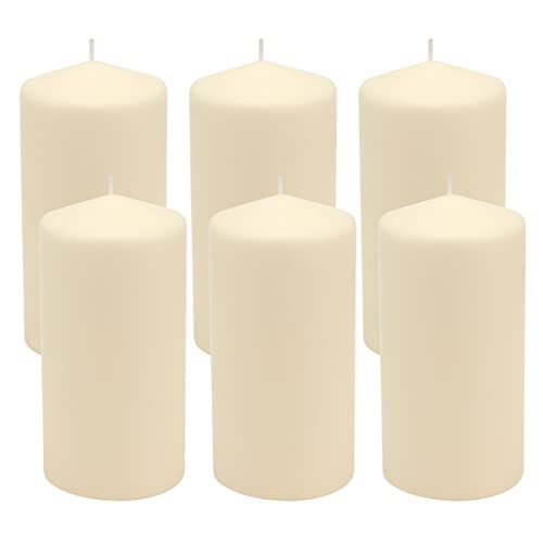 Stonebriar SB-SP-3548A Tall 3 x 6 Inch Unscented Ivory Pillar Candle Set, Set of 6, 3x6