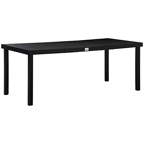 Outsunny Outdoor Dining Table for 8 Person, Rectangular, Aluminum Metal Legs for Garden, Lawn, Patio, Woodgrain Black