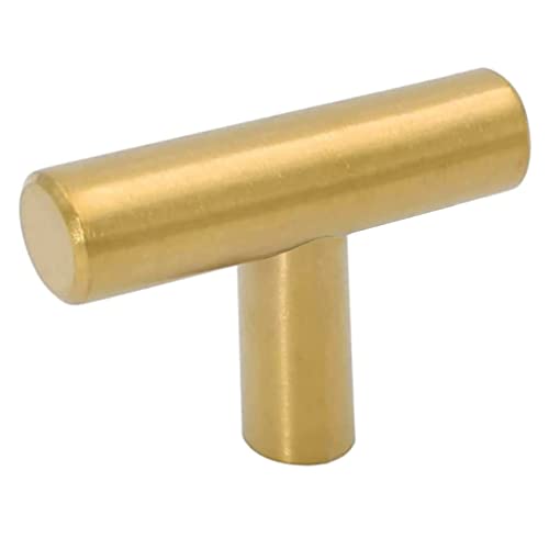 goldenwarm 10 Pack Gold Cabinet Knobs Brushed Brass Drawer Knobs Gold Dresser Hardware - LS201GD Single Hole Handles for Kitchen Cupboard Doors Closet Hardware 2in Overall Length