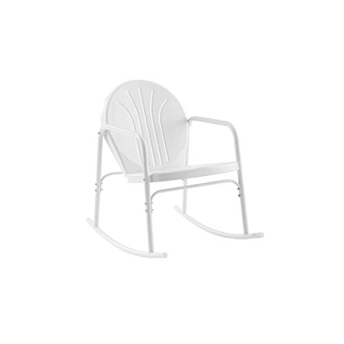 Crosley Furniture CO1013-WH Griffith Retro Metal Outdoor Rocking Chairs, White Gloss
