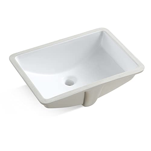 MEJE #202F -20.9 Inch Porcelain Undermount Bathroom Sink, Rectangle Lavatory Vanity Sink, Undercounter Basin, White