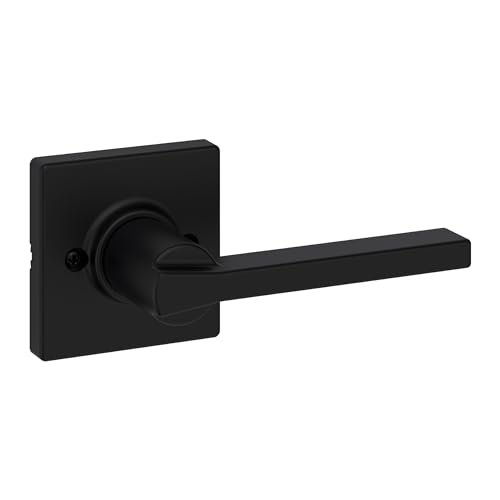 Kwikset Casey Dummy Door Handle, Single Sided Lever for Closets, French Double Doors, and Pantry, Matte Black Non-Turning Reversible Interior Push/Pull Lever, with Microban Protection