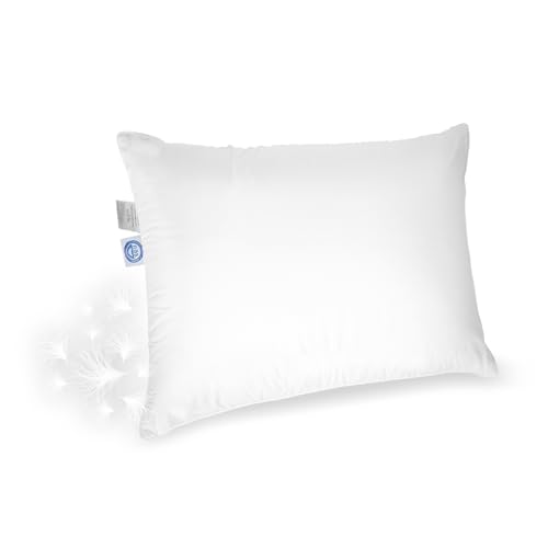 East Coast Bedding Elite Premium Down Dream Pillow Standard Size 20x26 100% Cotton Pillows, Firm & Fluffy 600 Fill Power - Hypoallergenic - Balanced Comfort and Support, Pack of 1