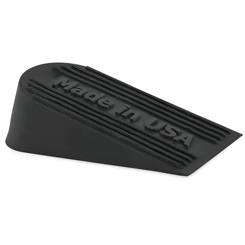 Large Big Rubber Door Stopper Made In USA - Door Stop Wedge for Carpet, Tile, Concrete Floor, Tall Door Stoppers for Bottom of Door - Heavy Duty for Commercial & Home - 6.5 x 2.75 x 1.9 Inches - Black