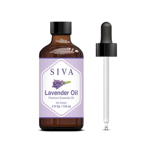 Siva Lavender Essential Oil 4oz (118ml) Premium Essential Oil with Dropper for Diffuser, Aromatherapy, Hair Care, Scalp Massage & Skin Care