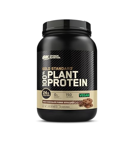 Optimum Nutrition Gold Standard 100% Plant Based Protein Powder, Gluten Free, Vegan Protein for Muscle Support and Recovery with Amino Acids - Rich Chocolate Fudge, 20 Servings