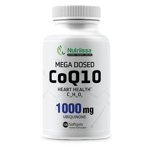 Nutriissa - CoQ10 1000mg - High Dose for: Cellular Energy, Heart Health, Recovery, Migraines, and Performance