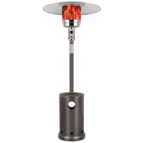Hykolity 50,000 BTU Propane Patio Heater, Stainless Steel Burner, Triple Protection System, Wheels, Outdoor Heaters for Patio, Garden, Commercial and Residential, Brown