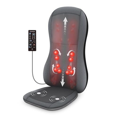 COMFIER Full Back Massager with Heat -2D/3D Shiatsu Massage Seat Cushion with 10 Massage Nodes, Massage Chair Pad, Rolling Kneading Massage Pads for Back