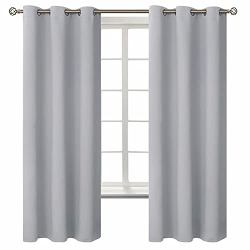 BGment Room Darkening Curtains 63 Inches Long - Grommet Thermal Insulated Drapes Window Treatment Curtains for Bedroom, 2 Panels, 42 x 63 Inch, Light Grey