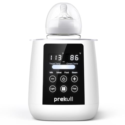 Bottle Warmer, prekull Fast Baby Bottle Warmer for Breastmilk, Formula with Accurate Temp Control, 48H Thermostat Baby Milk Warmer with Thaw, Night Light, Bottle Warmers for All Bottles