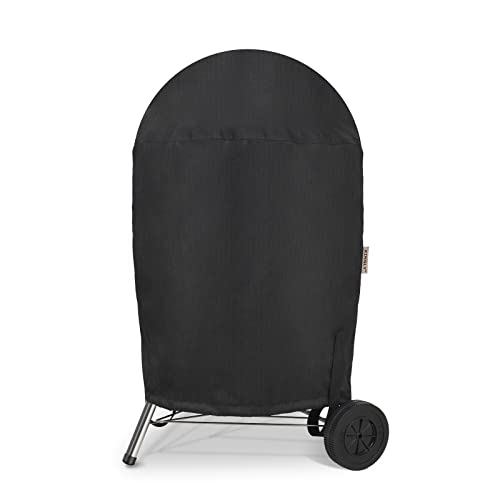 KINGLY Charcoal Kettle Grill Cover for Weber Kettle 22 Inch Charcoal Grill Rip-Proof Upgraded Material Kettle BBQ Gas Grill Cover with Hook&Loop and Drawstring Waterproof UV & Fade Resistant