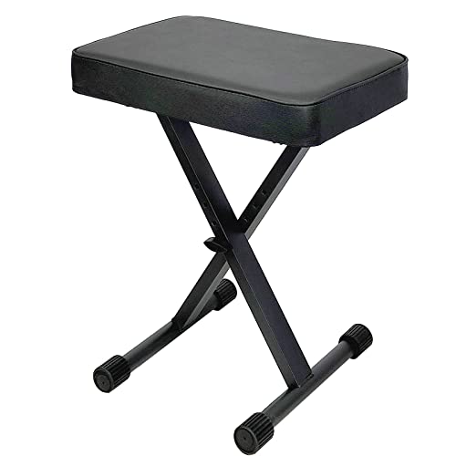 GLEAM Keyboard Bench Padded X-Style Adjustable Height Black