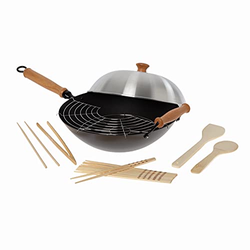 Joyce Chen 22-9938, Pro Chef 14 Inch 10 Piece Excalibur Non-Stick Wok Set