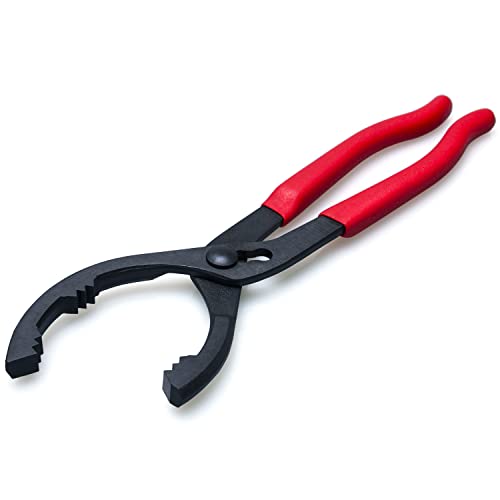 EFFICERE 12-Inch Premium Oil Filter Wrench, Pliers and Removal Tool | 3-Position Adjustable Design Fits Oil Filters from 2-3/8” to 4-1/2” in Diameter | Compatible with Most Domestic and Imported Cars