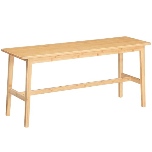 HOOBRO Bamboo Dining Bench, Table Bench, Entryway Bench, Kitchen Bench, Shoe Changing Bench, for Kitchen, Dining Room, Living Room, Bedroom, Easy to Assemble, Sturdy and Stable, Natural YL03CD01G2