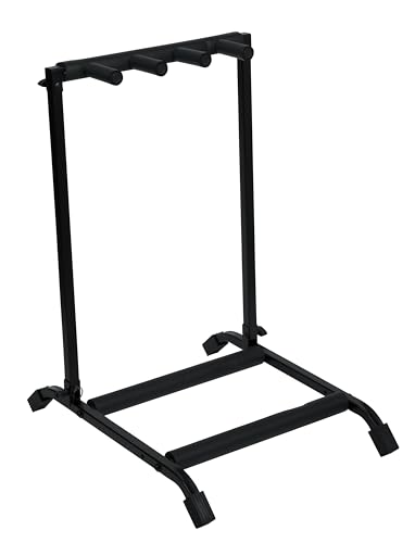 Rok-It Multi Guitar Stand Rack with Folding Design; Holds up to 3 Electric or Acoustic Guitars (RI-GTR-RACK3),black