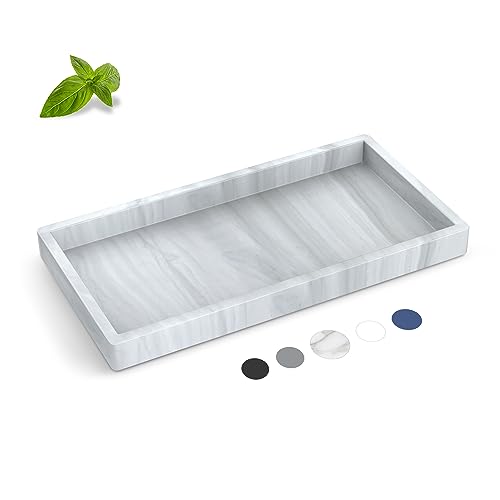 Bathroom Counter Tray,EG-SIPRO High-Grade Thickened Silicone Bathroom Vanity Tray,Shatterproof Durable Rectangle Bathroom Tray Soap Dispenser Tray for Bathroom Countertop