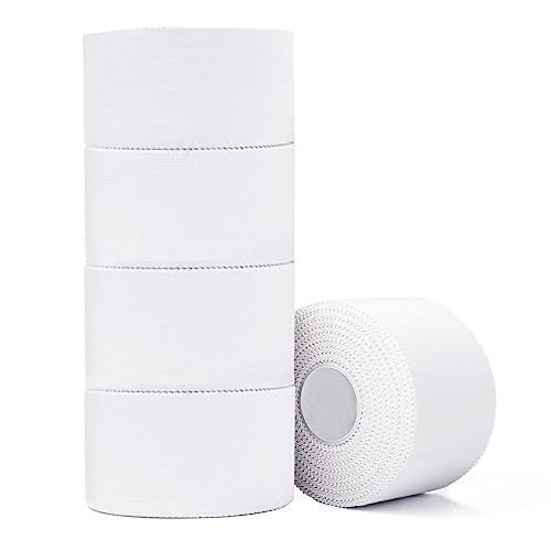ADMITRY (5 Pack) Athletic Tape,White Sports Tape,Very Strong No Sticky Residue Wrist Ankle Tape for Gymnastics Boxing Lacrosse Climbing Hockey Bat Injuries Medical (White,1.5 Inch X 50 Yards)