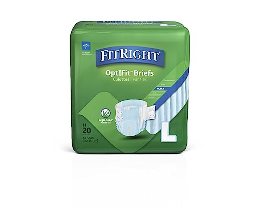 FitRight Ultra Adult Diapers, Disposable Incontinence Briefs with Tabs, Heavy Absorbency, Large, 44