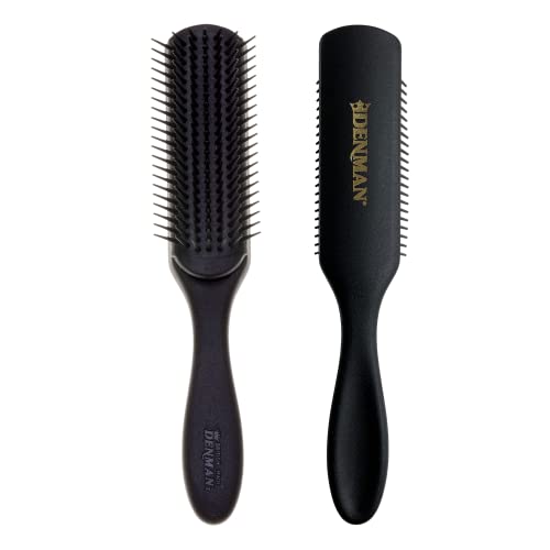 Jack Dean by Denman Curly Hair Brush D3 (All Black) 7 Row Styling Brush for Detangling, Separating, Shaping and Defining Curls - For Women and Men