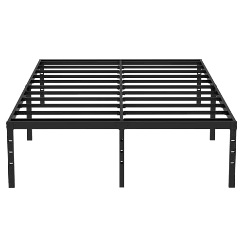 Caplisave Queen Bed Frame Metal Platform, Max 3500lbs Heavy Duty Metal Slat Support,14 Inch High Underbed Storage Bed Frames Queen Size，Easy Assembly，No Box Spring Needed，Black