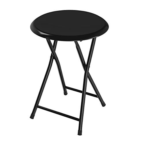 Lavish Home 18 Folding Heavy Duty Inch Collapsible Padded Round Stool, Black