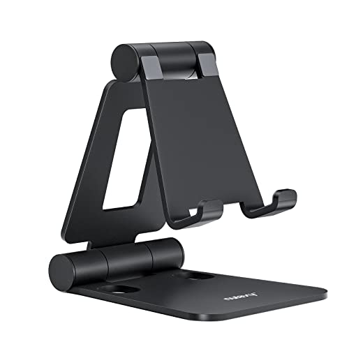 Nulaxy Dual Folding Cell Phone Stand, Fully Adjustable Foldable Desktop Phone Holder Cradle Dock Compatible with Phone 15 14 13 12 11 Pro Xs Xs Max Xr X 8, Nintendo Switch, All Phones