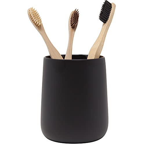 Yew Design - Matte Black Toothbrush Holder for Bathroom - Toothpaste Holder and Cup