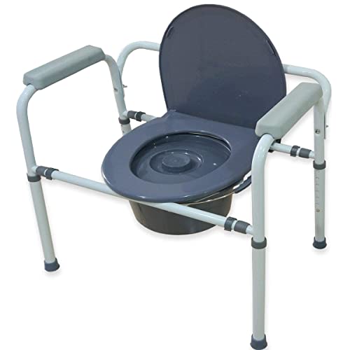 Medokare Bedside Commode Chair - Heavy-Duty Raised Toilet Seat with Handles, Portable Bathroom Potty Chair for Adults