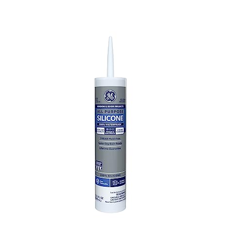 GE All Purpose Silicone Caulk - 100% Waterproof Silicone Sealant, Stronger Adhesion, Freeze & Sun Proof - 10 oz Cartridge, Clear, Pack of 1