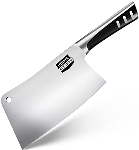 Utopia Kitchen - 7 Inch Cleaver Kitchen Knife Chopper Butcher Knife Stainless Steel for Home Kitchen and Restaurant (Black)