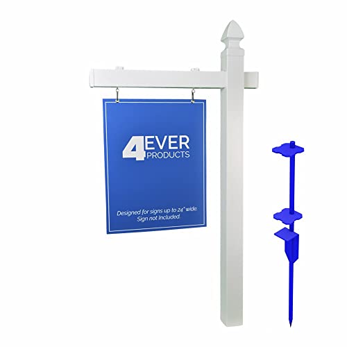 4Ever Products Vinyl PVC Real Estate Sign Post - White - 5