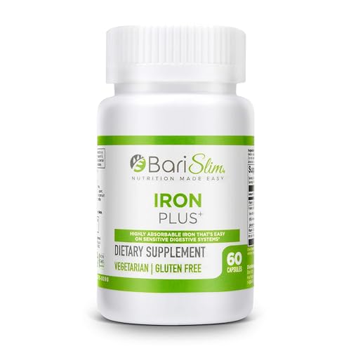 BariSlim Iron Plus Capsules - Formulated for Patients After Weight Loss Surgery Including Gastric Bypass & Gastric Sleeve – Easy Digestion & Comprehensive Health Support | 2 Month Supply (60 Servings)