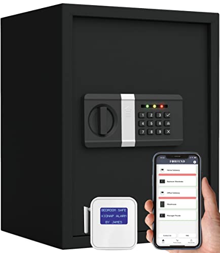 FORFEND Smart Home Safe | App Control/Alert WiFi Safe Box | Kidnap Alarm, Tamper Detection, False Attempt Alarm | Alexa/Google Home | Predrilled Wall Mount | Money Safe for Cash Jewelry Handgun Safe