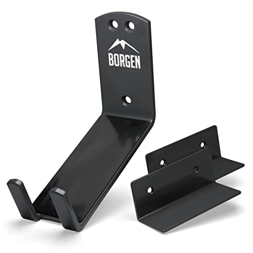 Borgen Bike Wall Mount Pedal Hook for E-Bikes, MTB & Road Bicycle Wall Mount with Support Brackets and Wall Protection Pads, Suitable as Bike Rack Garage Bike Storage Shed and Bicycle Storage Indoor
