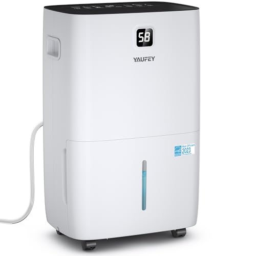 Yaufey 150 Pints Energy Star Dehumidifier with Pump for Basement, Home and Large Room up to 7000 Sq. Ft., With Drain Hose, Timer, Intelligent Humidity Control and Large Water Tank（JD026R-150PM）