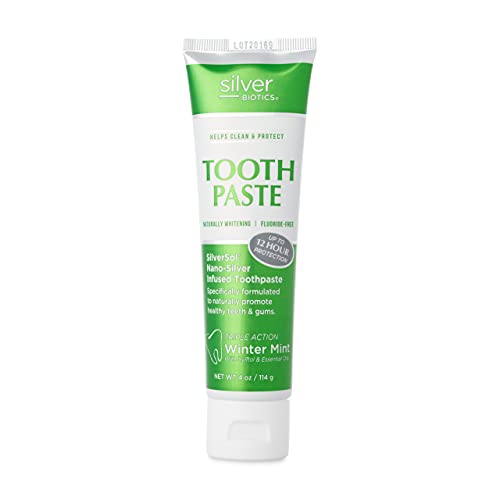 Silver Biotics Tooth Paste | SilverSol Ag₄O₄ 20 ppm Nano-Silver Infused + Above-Sea Coral Calcium | Naturally Whitening | Flouride-Free | Winter Mint | 4 oz