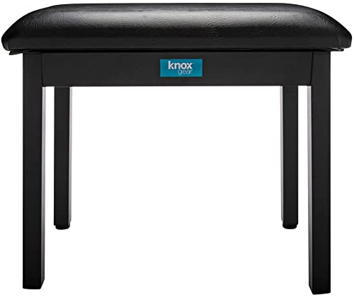 Knox Gear Piano Bench with Storage - Adjustable Keyboard Bench Seat with Leg Levelers - Black Padded 19 Inch Flip Top with Hidden Compartment for Sheet Music Storage, Music Books and Accessories