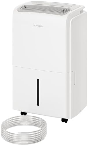 hOmeLabs 3500 Sq. Ft. Energy Star Dehumidifier with Pump - Ideal for Medium to Large Rooms and Home Basements - Powerful Moisture Removal and Humidity Control - 40 Pint Capacity
