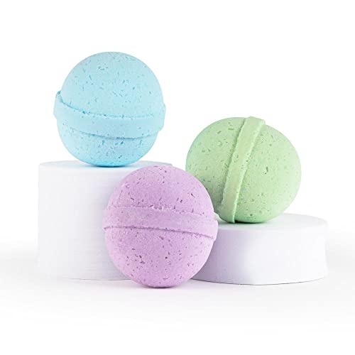 SpaRoom Soothe and Relax Handmade Natural Essential Oil Aromatherapy Bath Bombs, Set of 3, Lavender, Eucalyptus and Peppermint