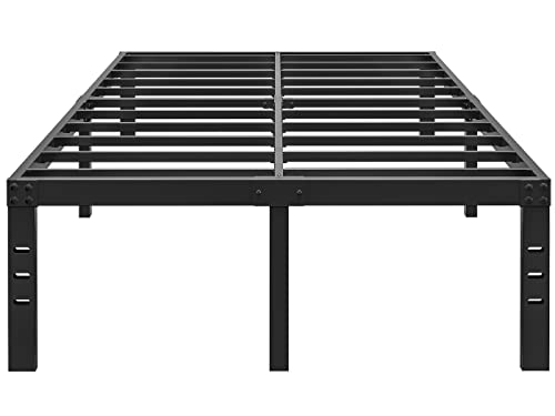 FSCHOS King-Size Bed-Frame / 18 Inch Metal Platform Bed Frame King/Reinforced Steel Slats Support/Heavy Duty Mattress Foundation/No Box Spring Needed/Easy Assembly/Noise Free/Black