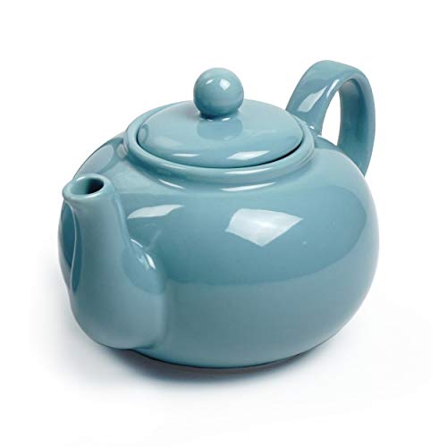 RSVP International Stoneware Teapot Collection, Microwave and Dishwasher Safe, 16 oz, Turquoise