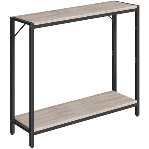 MAHANCRIS Console Table, 2-Tier Entrance Table, Behind Sofa Table, Industrial Style, Sturdy and Stable, for Living Room, Entryway, Foyer, Corridor, Office, Greige and Black CTHG27601