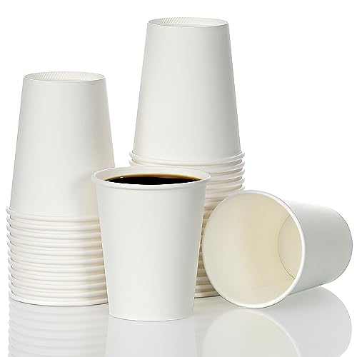 AOZITA 120 Pack 8 oz Paper Cups, Coffee Cups, White Paper Hot/Cold Disposable Beverage Drinking Cup for Water, Juice, Coffee, Tea