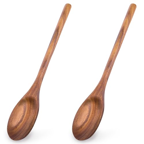 HANSGO 2PCS Wooden Cooking Spoons, Large Wooden Cooking Spoons Wooden Kitchen Utensil for Cooking Serving Mixing