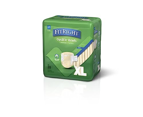 FitRight Ultra Adult Diapers, Disposable Incontinence Briefs with Tabs, Heavy Absorbency, X-Large, 57